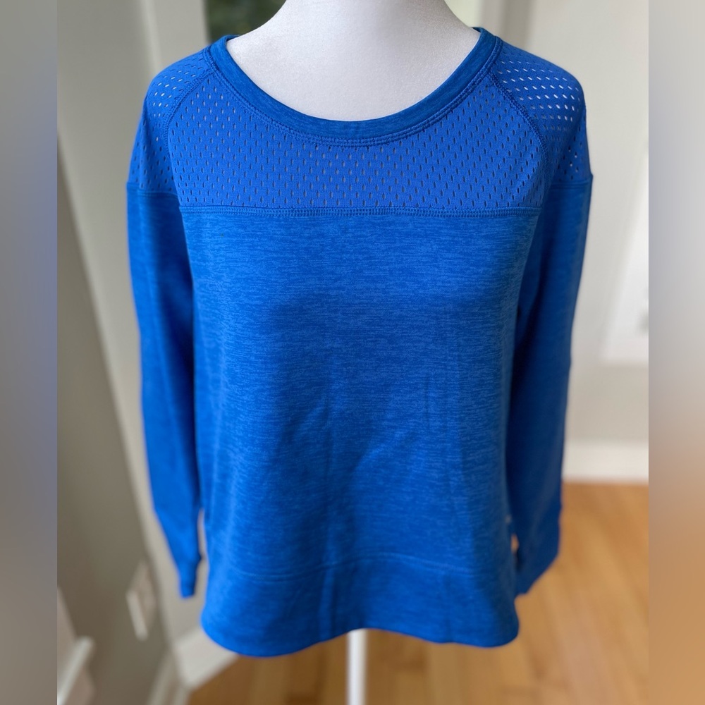 Champion Heather Cobalt Blue Mesh Detail Loose Fit Sweatshirt Size Medium
